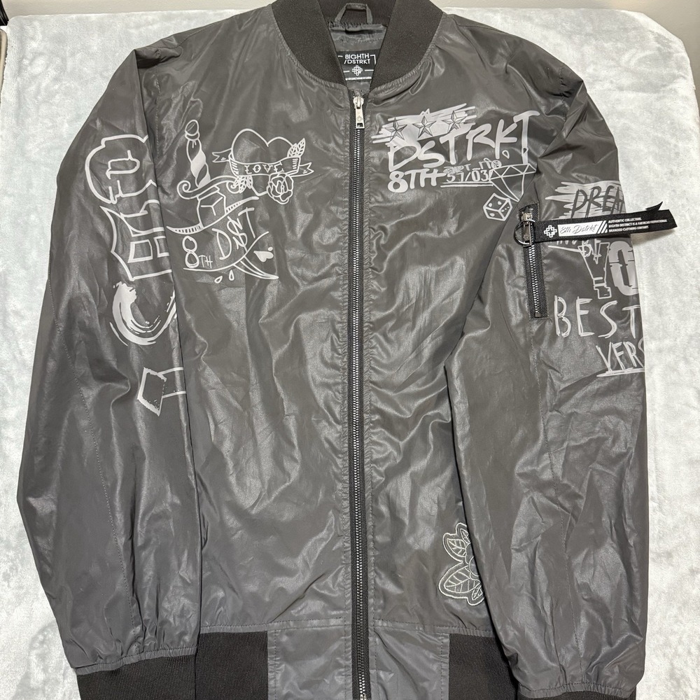 8IGHTH DSTRKT men's bomber jacket with reflective graphic prints Size M Pull
